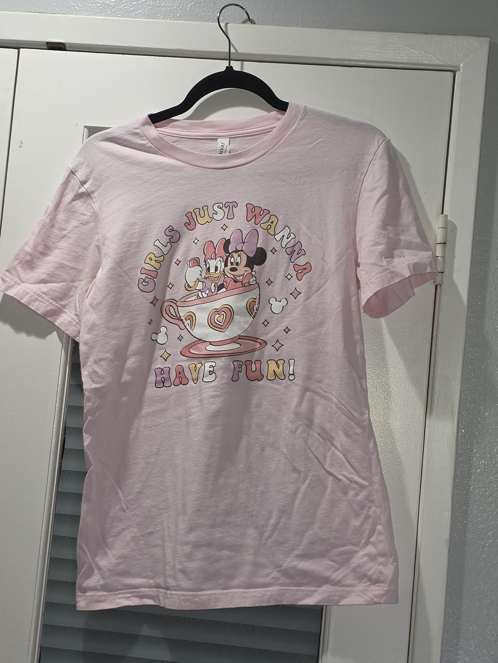 Bella Canvas Pink Disney 'Girls Just Wanna Have Fun' Short Sleeve Tee